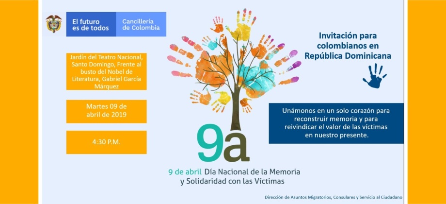 El Consulado de Colombia en Santo Domingo invita a la conmemoración del Día Nacional de la Memoria y la Solidaridad con las Víctimas