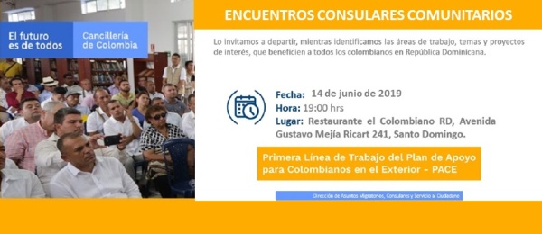Consulado de Colombia en Santo Domingo realizará el Encuentro Consular Comunitario el 14 de junio de 2019